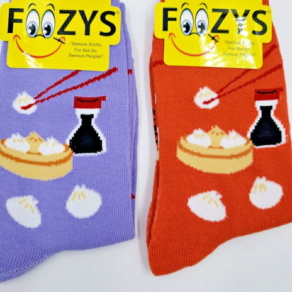 Chinese Food DIM SUM Chopsticks Womens SOCKS Cute Steamed Dumpling Gift 2 PAIRS